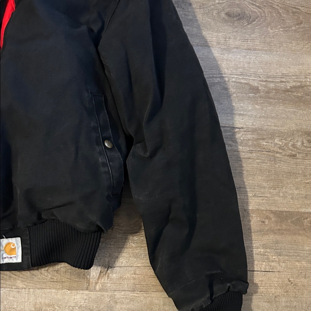 Carhartt Men's Black Bomber Jacket with Red Lining - Picture 2 of 7